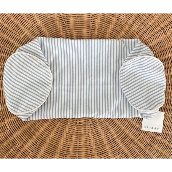 NEW Serena & Lily Perennials Pinstripe Bolster Pillow Cover (7”x20”x7”)-Blue - Picture 1 of 2